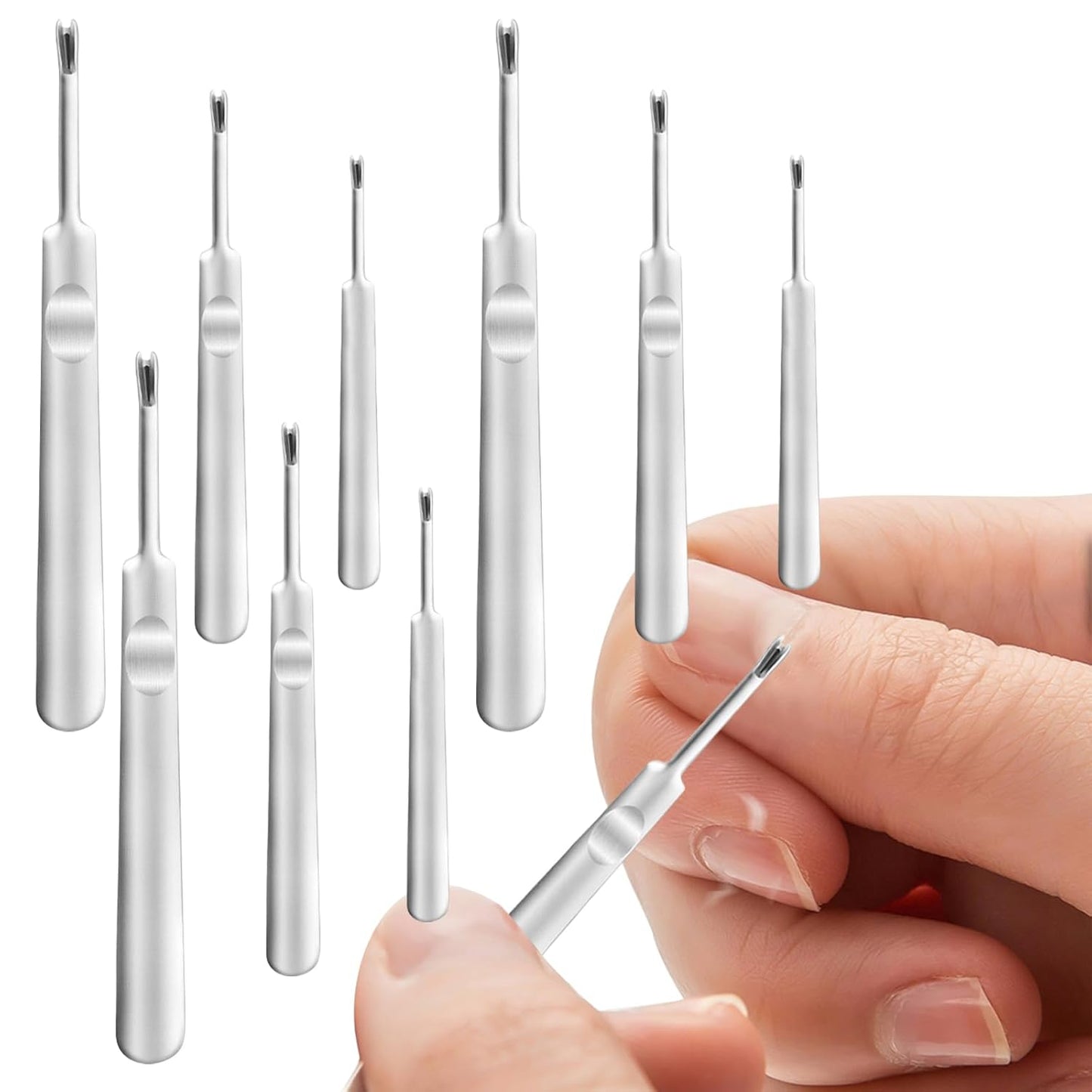 9 Pack Cuticle Nail Pusher and Trimmer Nail Cuticle Fork Professional Stainless Steel Dead Skin Remover Dead Skin Cuticle Pusher Nail Art Tool for Fingernails and Toenails