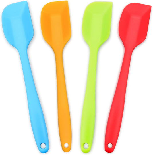 Silicone Spatula 4-piece Set, Heat-Resistant Spatulas, Non-stick Rubber Spatulas with Stainless Steel Core