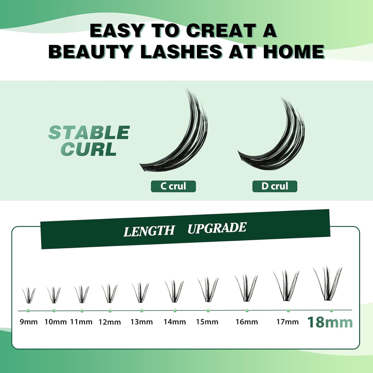 Lash Clusters 300pcs Eyelash Clusters 50D 0.07D Curl 10mm DIY Eyelash Extension KEYYOU Large Tray Volume Soft&Natural Individual Lashes(50D-0.07D,10)