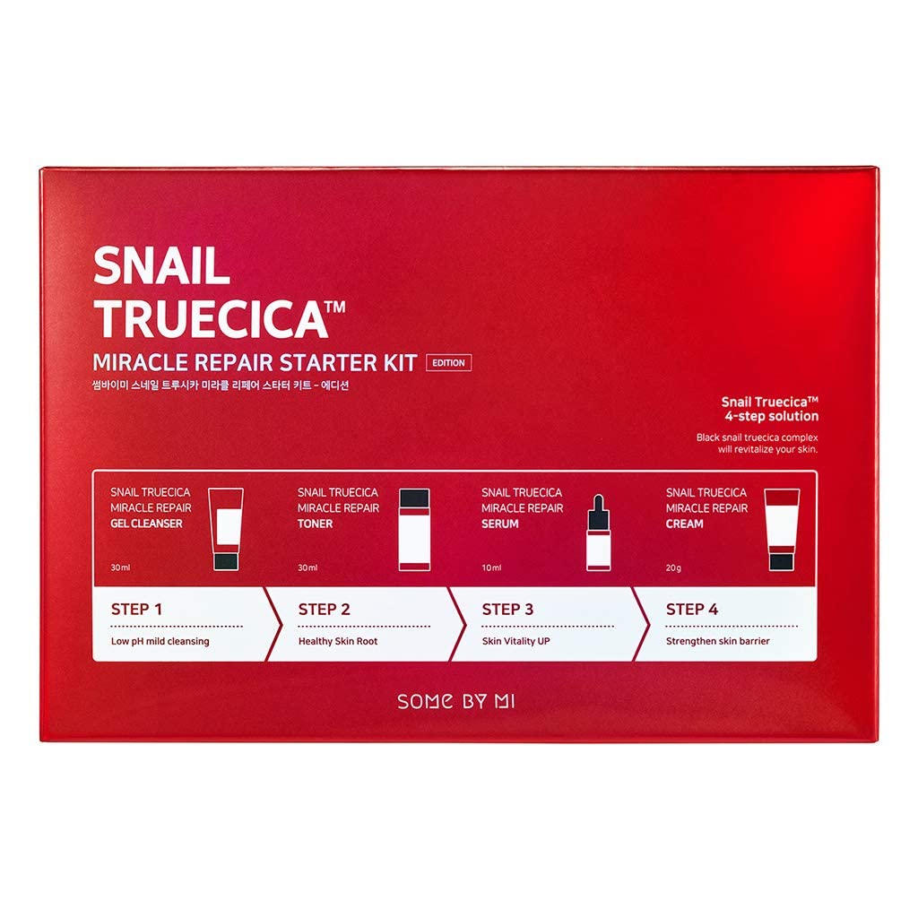 SOME BY MI Snail Truecica Miracle Repair Starter Kit/Toner 1.01Oz, Serum 0.33Oz, Gel Cleanser