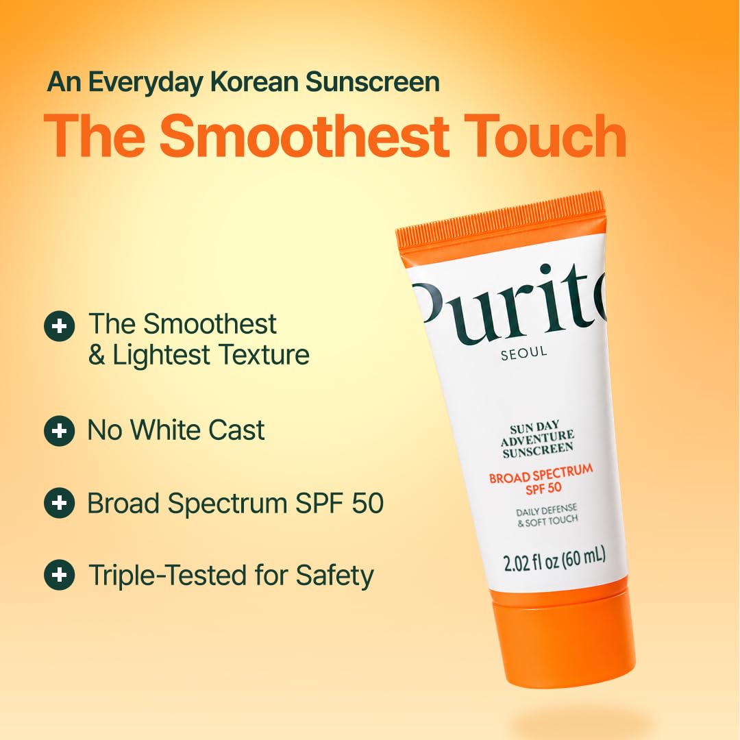 PURITO Korean Sunscreen SPF 50 for Sensitive Skin, 2.02 fl.oz
