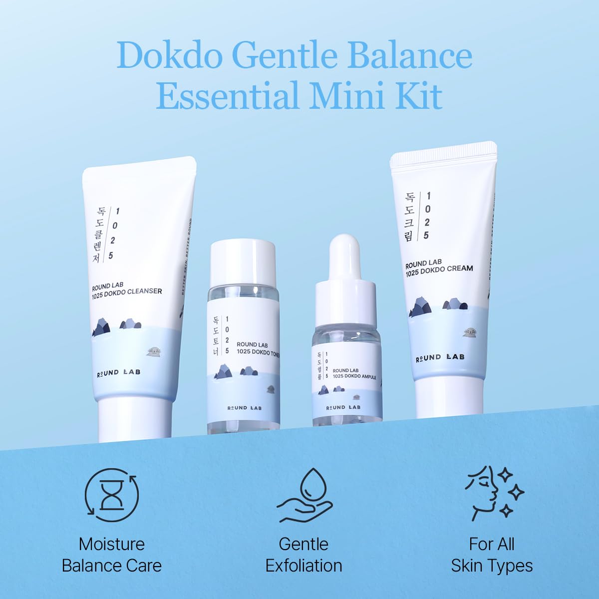 ROUND LAB 1025 Dokdo Hydrating Mini Kit 4-Step Skincare Set