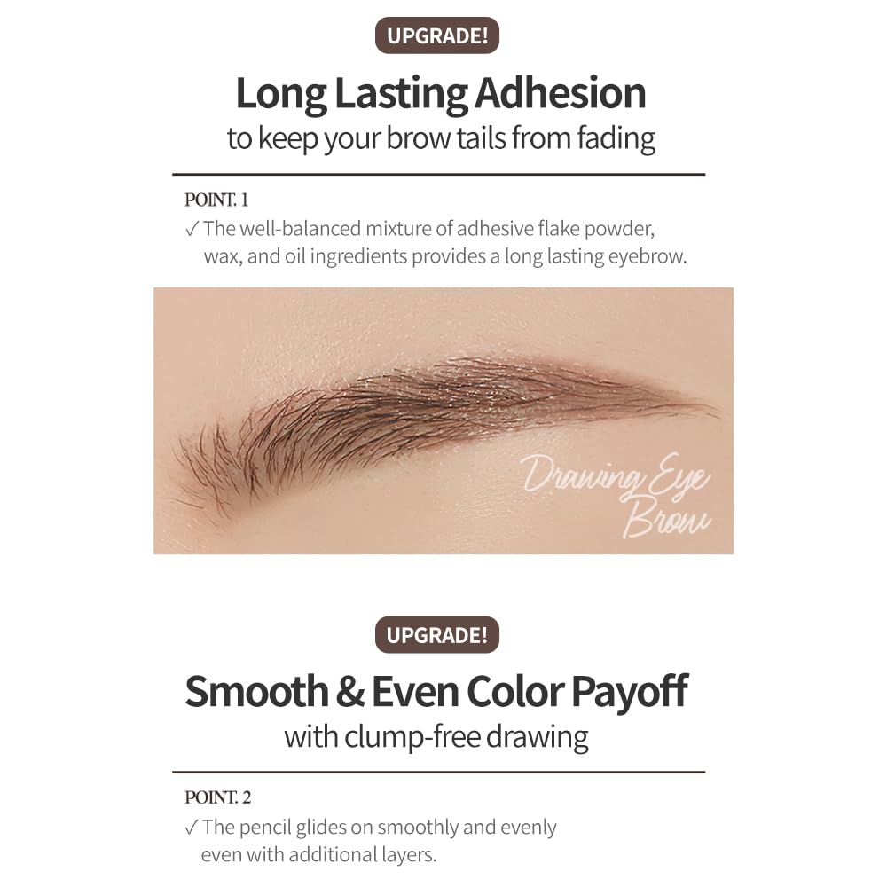 ETUDE Drawing Eye Brow, Eyebrow Pencil, Microblading, Long Lasting, Soft Textured Natural Daily