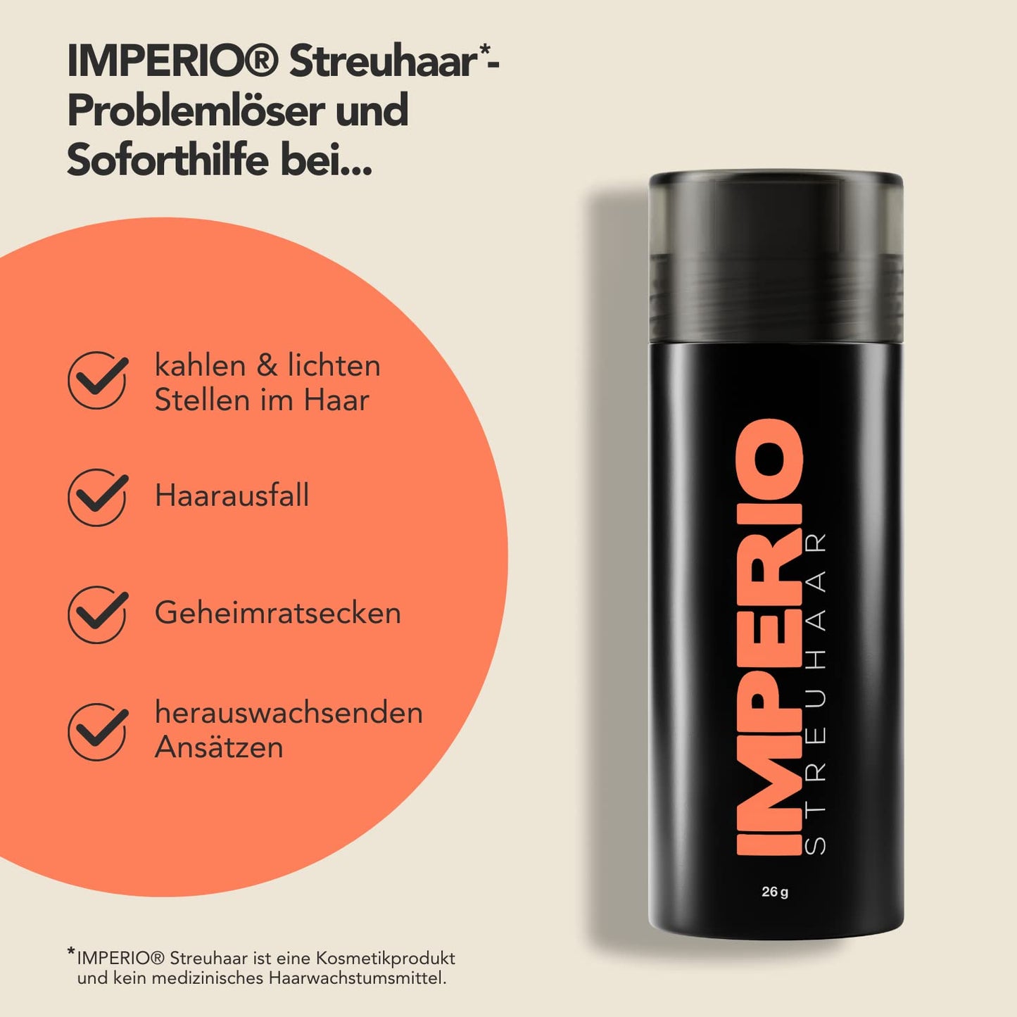 IMPERIO Hair Building Fibers for Thinning Hair - 26g Premium Hair Fibers for Women & Men in Hairdresser Quality - Hair thickening in less than 20 seconds (Dark Blonde)