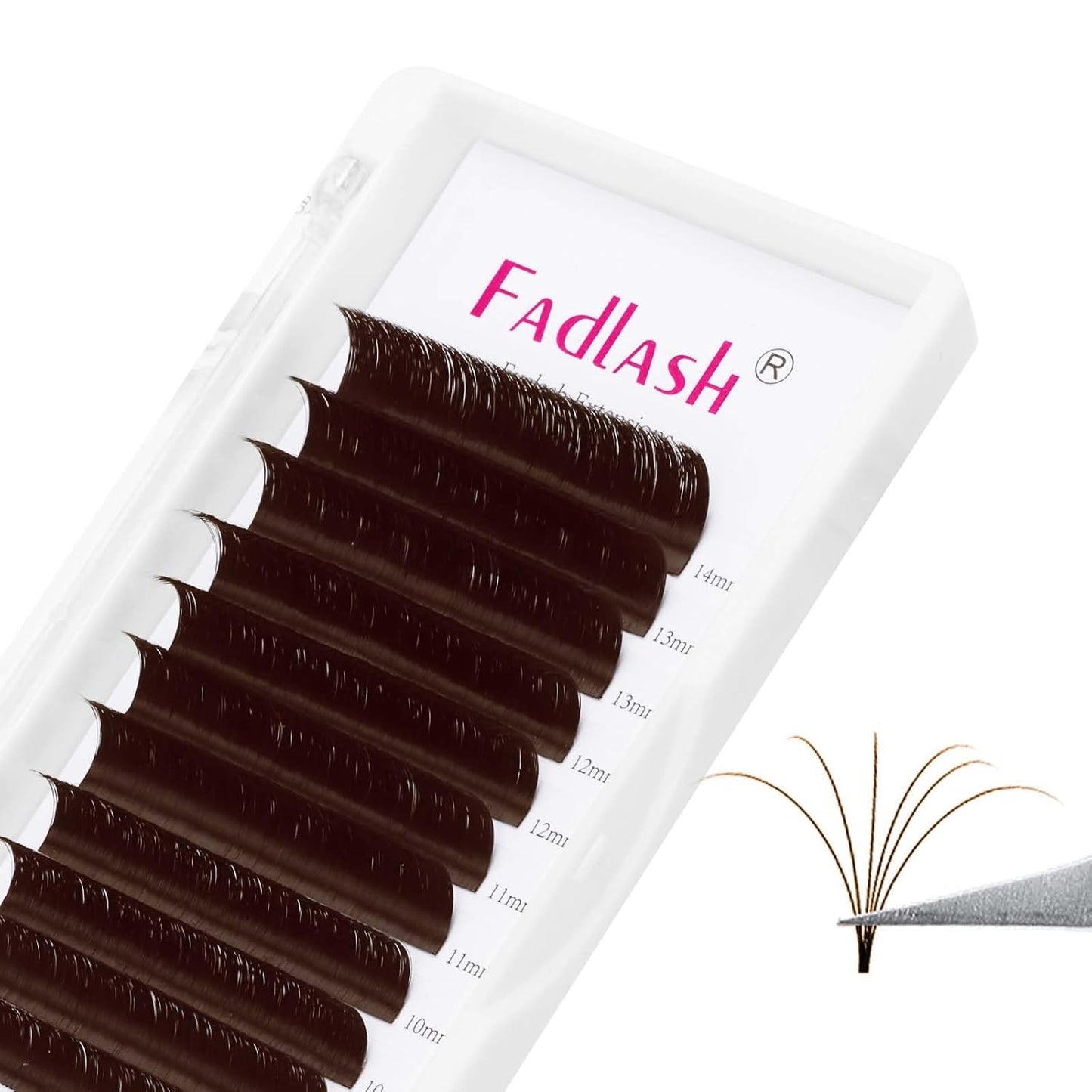 FADLASH Brown Lash Extensions Easy Fan Volume Lashes Colored Lash Extensions C/D Curl Volume Lash Extension 0.07 Self Fanning Eyelash Extensions (Dark Brown-0.07D, 15-20mm)