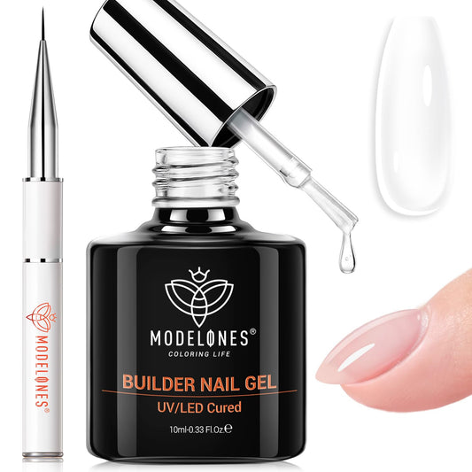 modelones Base Coat Builder Nail Gel, Clear Builder Nail Polish 7-in-One with Detachable Liner Nail