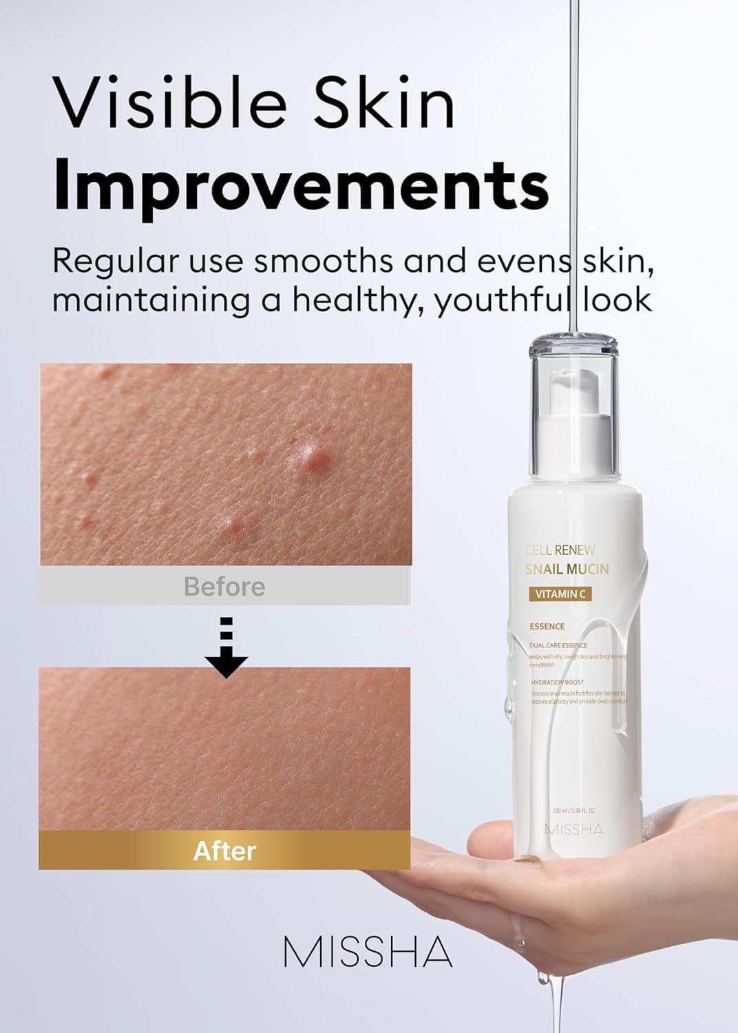 MISSHA Cell Renew Snail Mucin Vitamin C Korean Essence Serum 3.38 oz