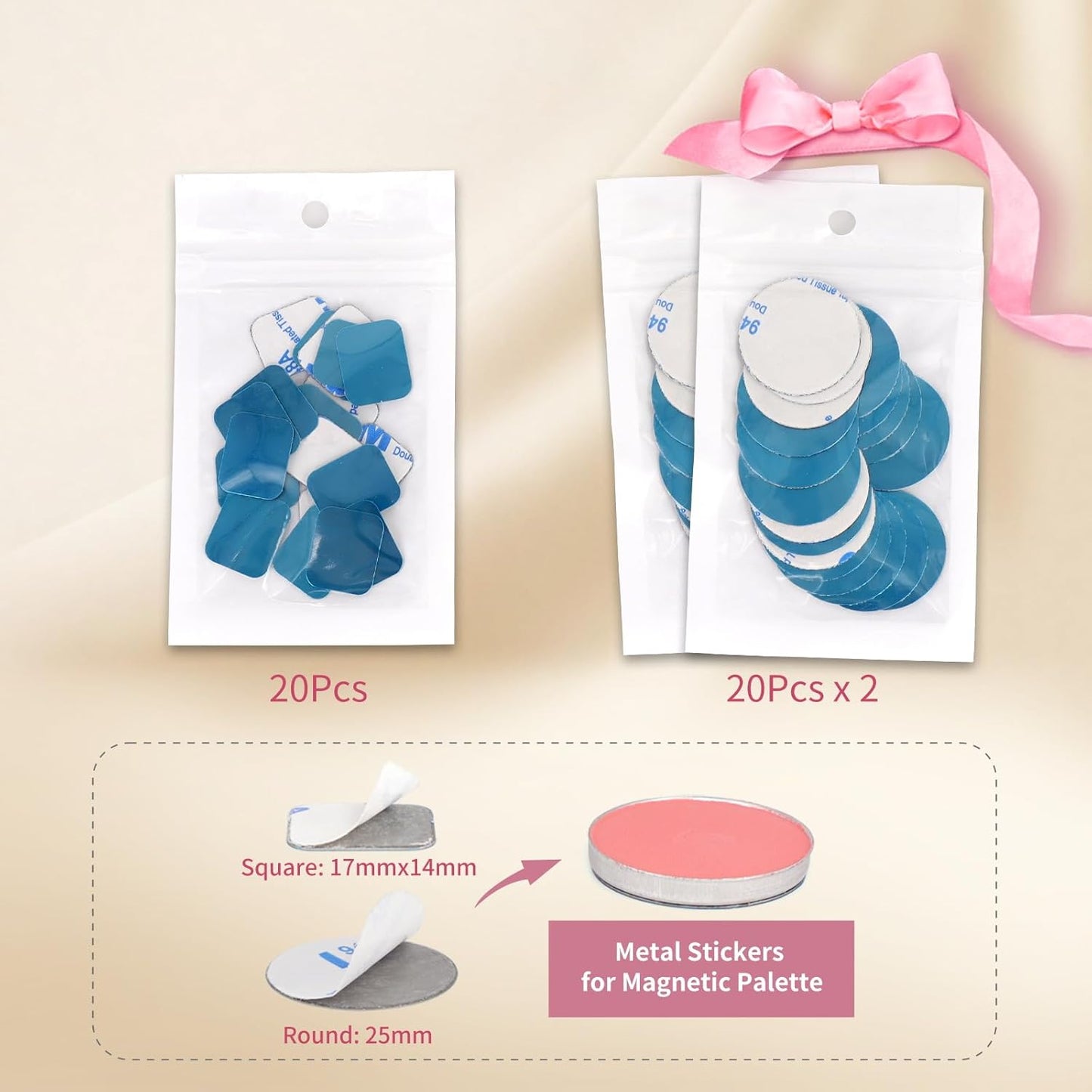 Magnetic Makeup Palette with Clear Top, 3Pack Empty Eyeshadow Pan Dispensing Storage Box with 60Pcs Adhesive Metal Stickers for DIY Cosmetics Lipstick Blush Powder-7.87”X5.51”Palette