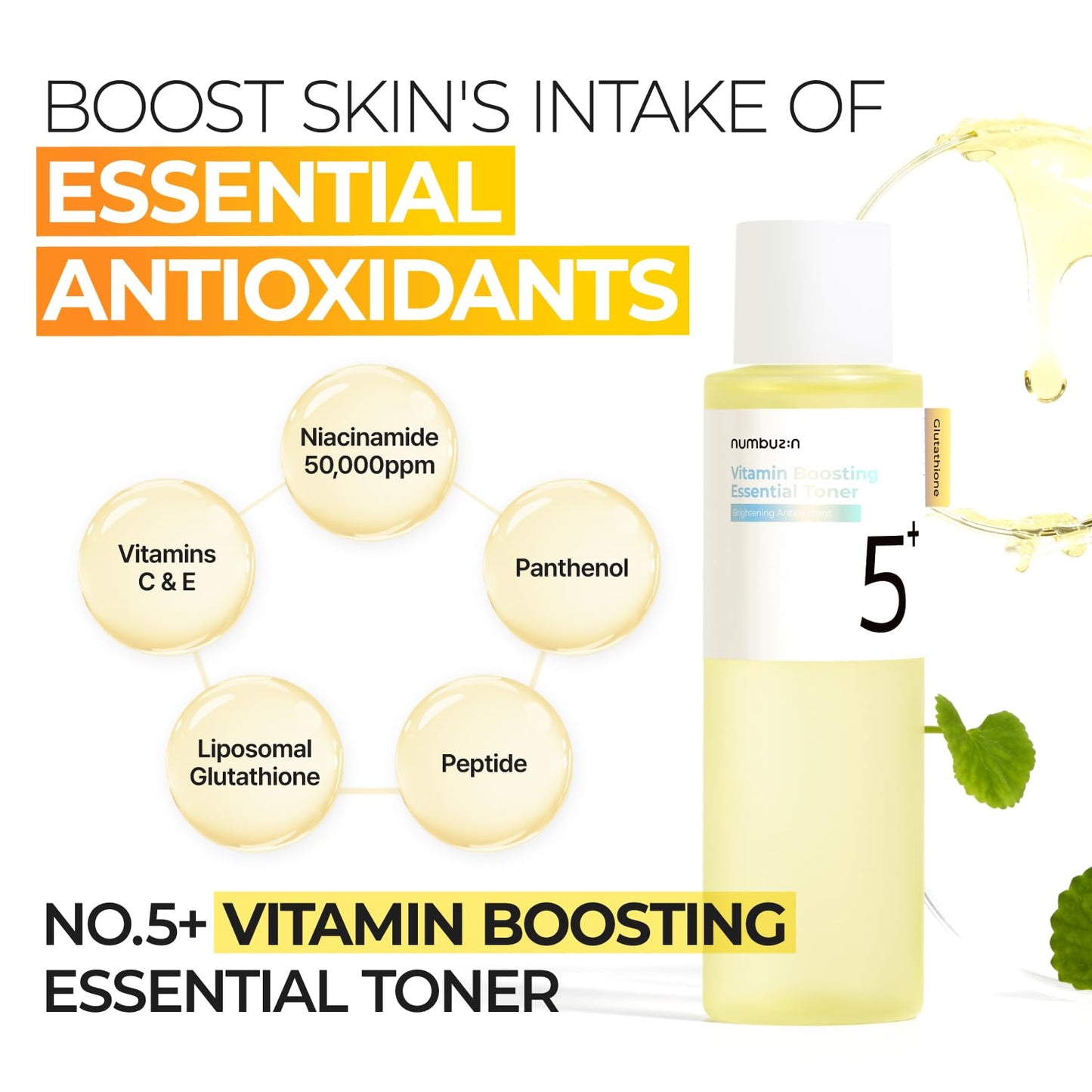 numbuzin No.5 Vitamin Boosting Essential Toner, Radiance-Boosting Vitamin Toner for Uneven & Dull