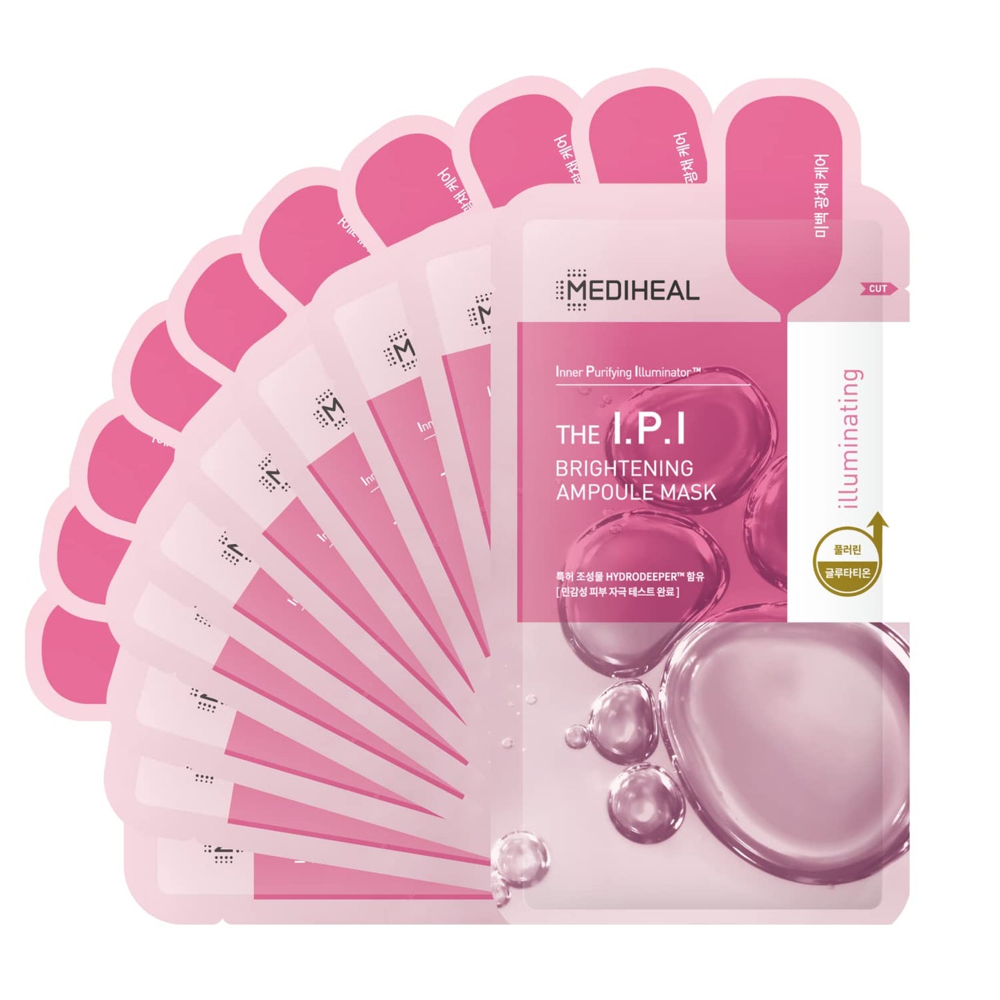 Mediheal Official Best No.1 Korean Sheet Mask - IPI Ampoule Face Mask 10 Sheets For Brightening