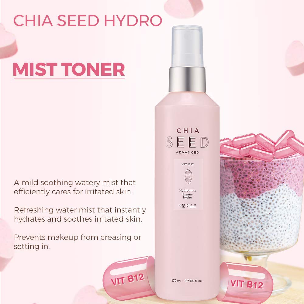 THE FACE SHOP Chia Seed Hydro Hydrating Mist | Mild Soothing Watery Mist with Instant Hydration &