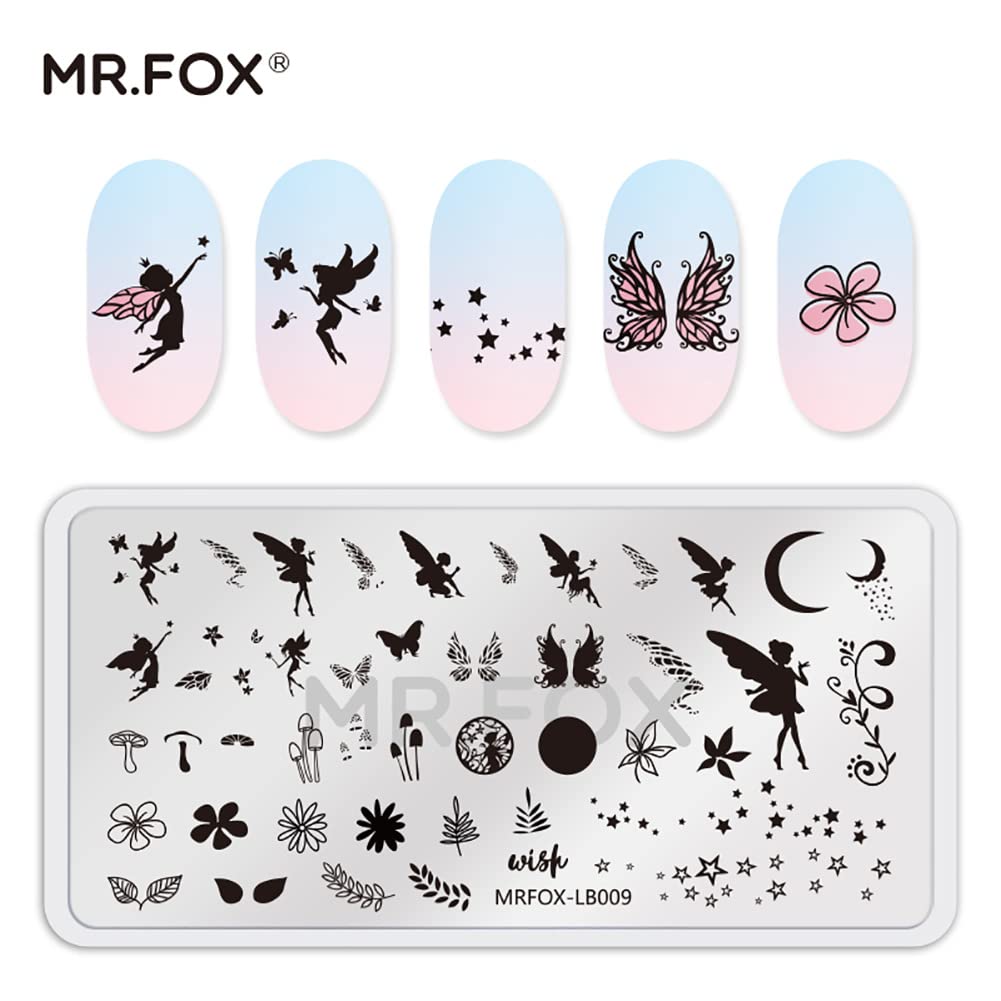 MR.FOX Nail Stamping Plate Set, 5Pcs Nail Art Stamp Kit Templates for Women with Plenty of Images