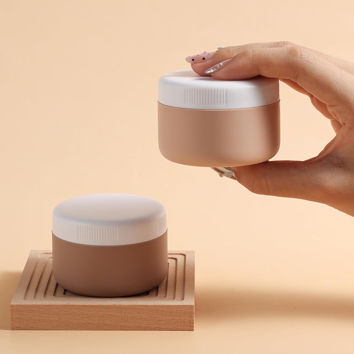 Travel Containers for Toiletries, Silicone Cream Jars BPA-Free, Leak-proof 2oz Travel Size Containers, Portable Size Silicone Jars with Lid for Cosmetic Face Hand Body Cream (4 Pack)