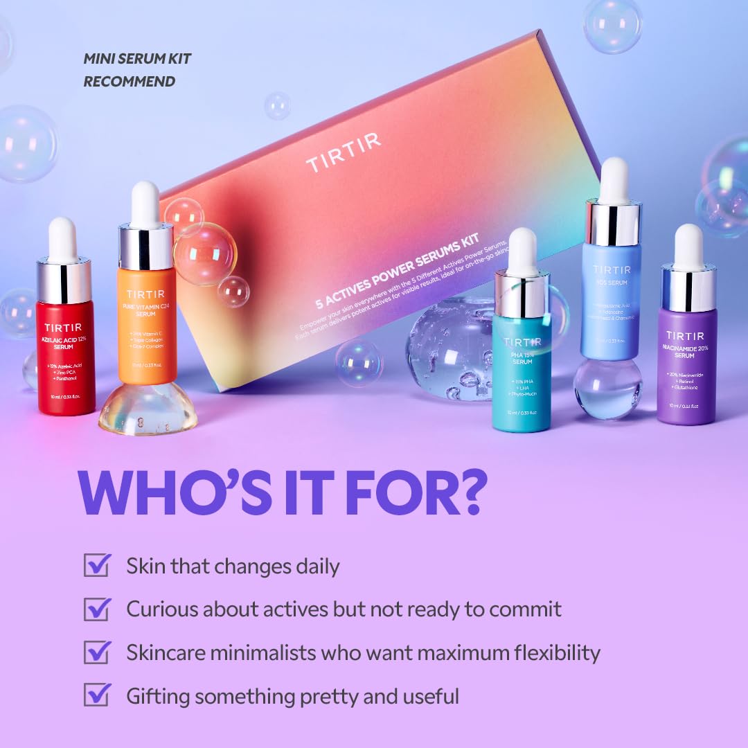 TIRTIR 5 Actives Power Serums Kit – Korean Skin Care Set with Vitamin C, Niacinamide, Azelaic &