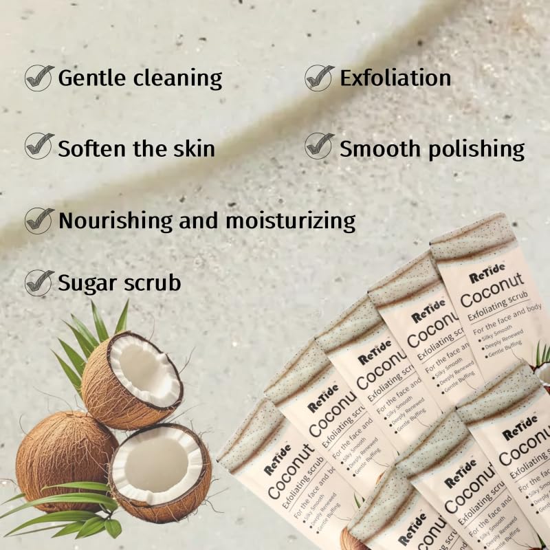 Coconut Body Scrub Gift Set - 35 Packets & 2 Pcs Exfoliating Gloves,Exfoliating & Moisturizing Sugar Scrub for Face & Body, Self Care Gifts for Women