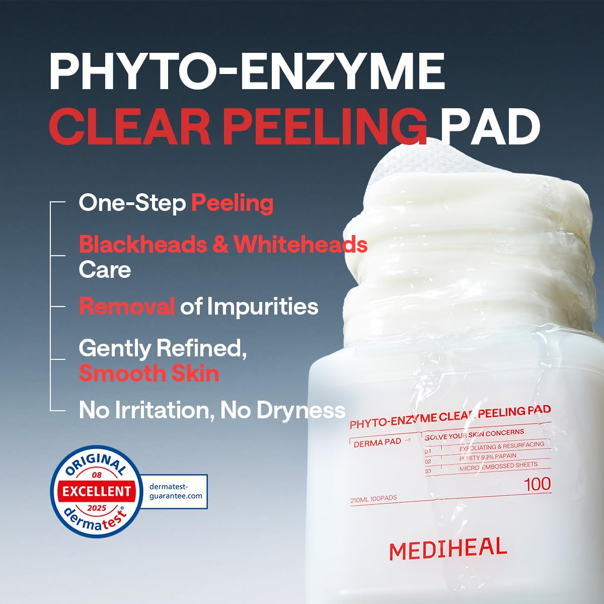 MEDIHEAL Phyto-Enzyme Clear Peeling Toner Pads, Exfoliation (100 Count)