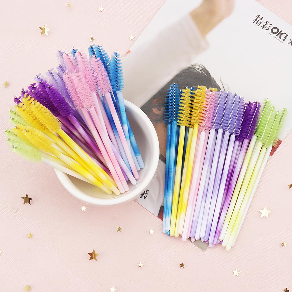 300 Disposable Mascara Wands Eyelash Brush Spoolies for Eye Lash Extension Eyelash Extension Supplies Makeup Tools Accessories (Color Mix)