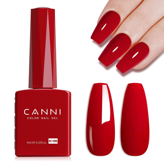 CANNI Gel Nail Polish Red Colors, 1Pcs Red Gel Polish High Gloss Soak Off UV Nail French Nail