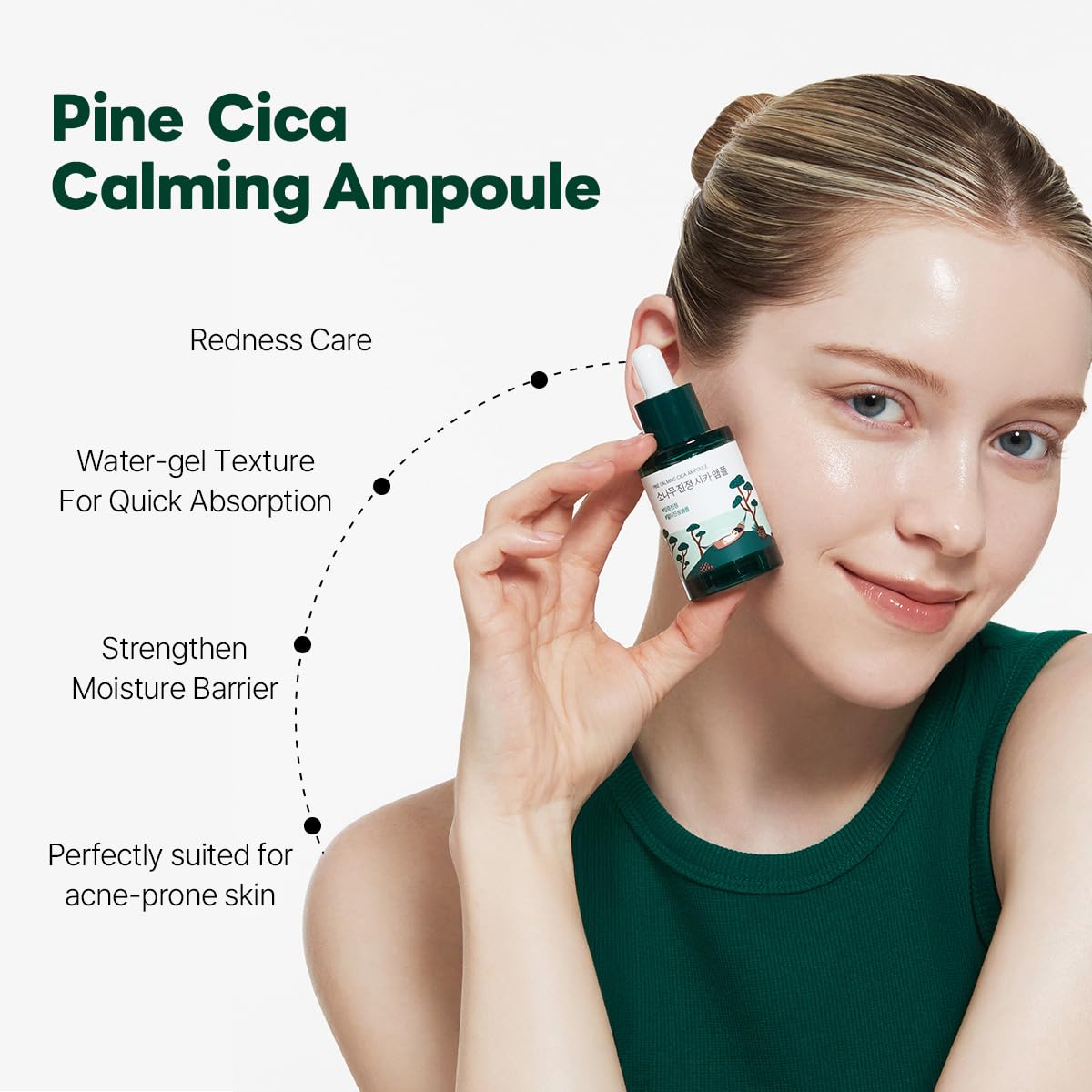 ROUND LAB Pine Calming Cica Ampoule 1.01 Fl Oz, Hydrating and Soothing Serum with Pine Cica and