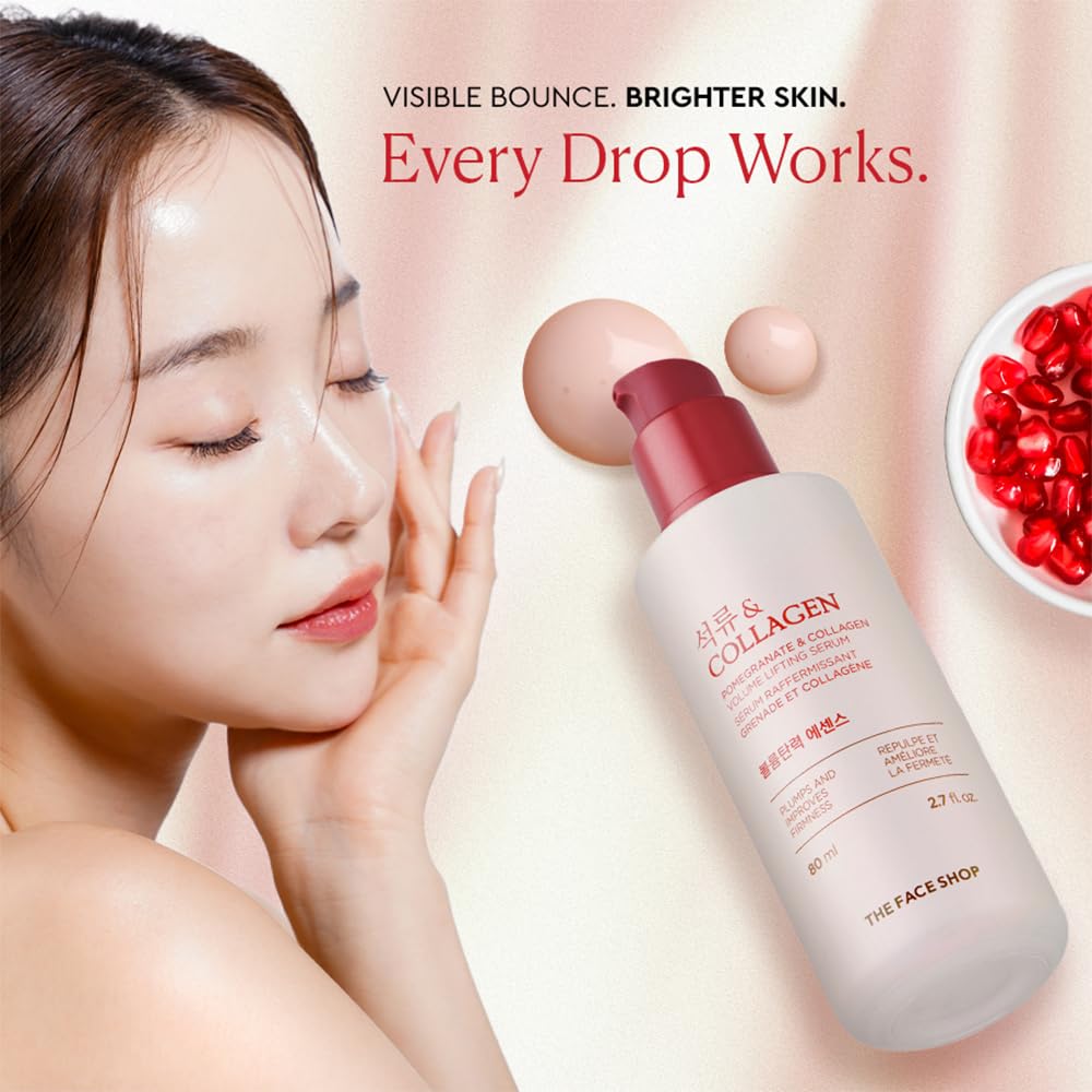 The Face Shop Pomegranate & Collagen Volume Lifting Serum - Helps Skin Look Firm & Supple - Reduces