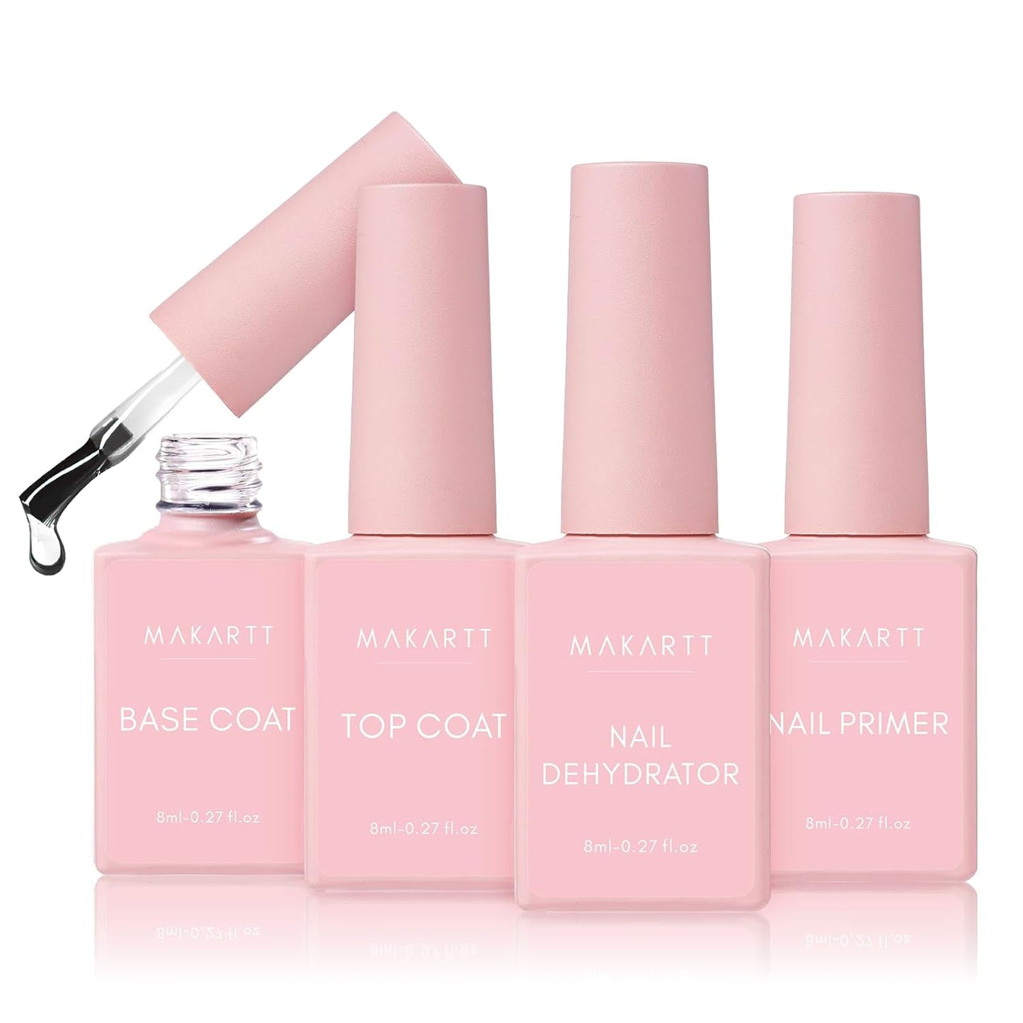 Makartt Gel Polish Top Coat & Base Coat Set with Acid Free Nail Primer and Prep Dehydrator(8ml)