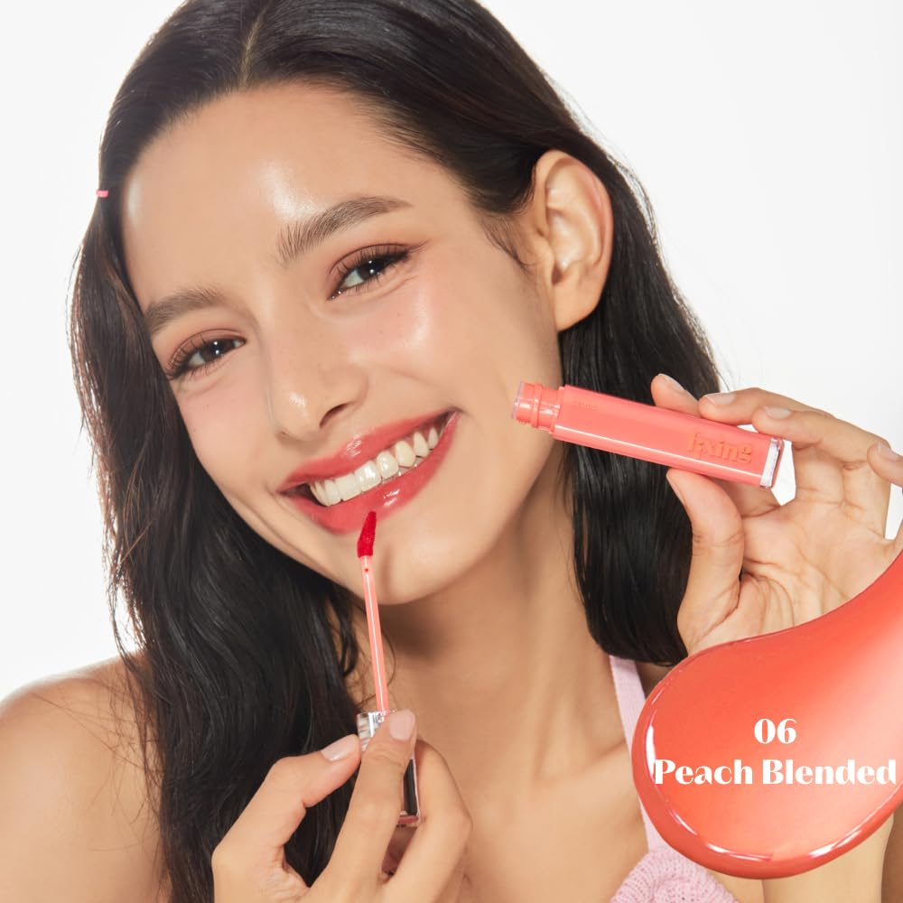 ETUDE Glow Fixing Tint #6 Peach Blended | Non-Sticky Glossy Shine Lip Stain | Fills up with