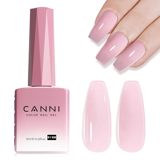CANNI Soft Pink Jelly Gel Polish – 9ML Translucent Sheer Nude Soak-Off UV/LED Gel Nail Polish for