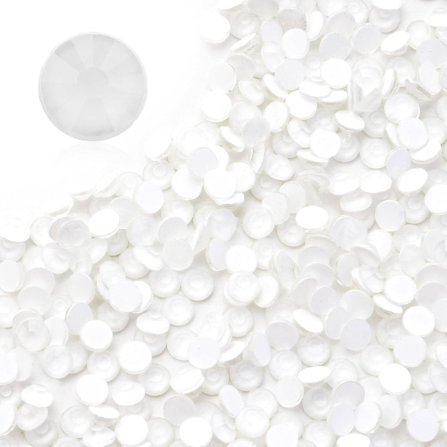 Neon White Flatback Rhinestones, Glass Rhinestones for Nail Art and Craft, Glue Fix, Loose Crystal Gemstones(Neon White, SS8, 1440pcs, 2.3-2.5mm)