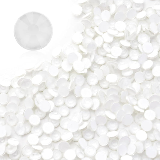 Neon White Flatback Rhinestones, Glass Rhinestones for Nail Art and Craft, Glue Fix, Loose Crystal