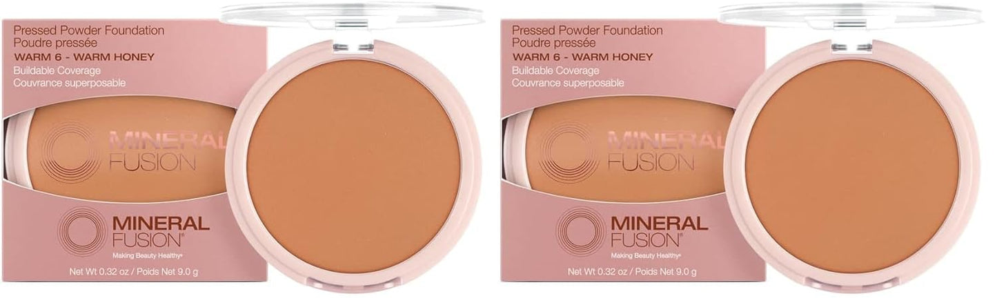 Mineral Fusion Pressed Powder Foundation, Warm 6, 0.32 Ounce (Pack of 2)