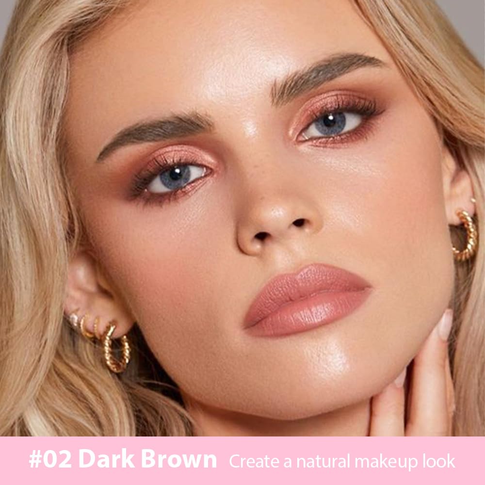 evpct 2Pcs Dark Light Brown Magic Microblading Dual-Ended Eyebrow Contouring Pen Brow Pencil, with 4 Brush Micro-Fork-Tips Applicator and Precise Brush-Tip Hair Like Strokes, Dual-ended Eyebrow Brush