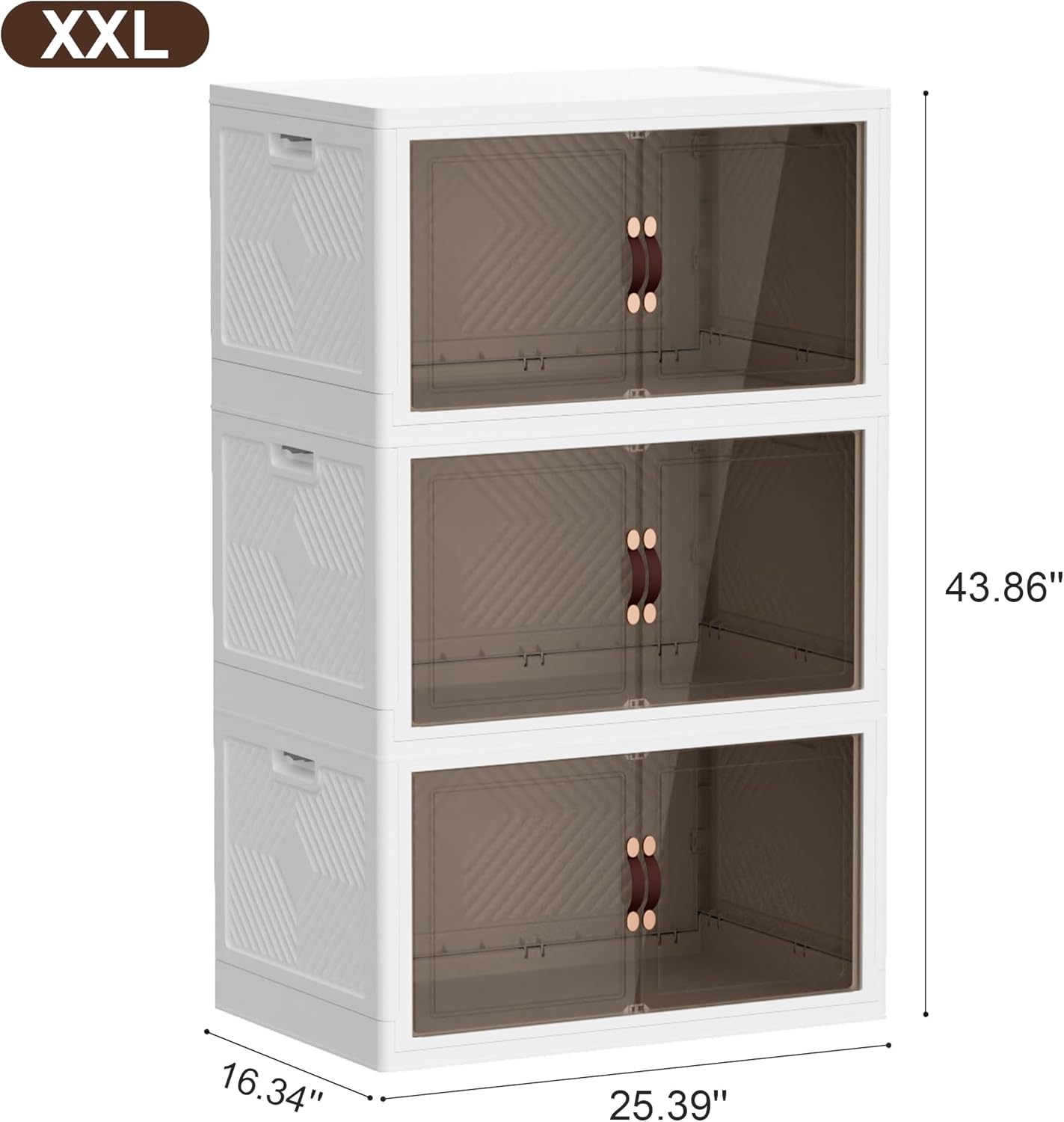 JOYMOOP Folding Storage Bins Organizer, 252 Quart Collapsible Storage Boxes with Wheels and Door, Stackble Plastic Storage Container for Clothing, Books and Sundries (XXL, 21 Gal Per, 3 Tiers)