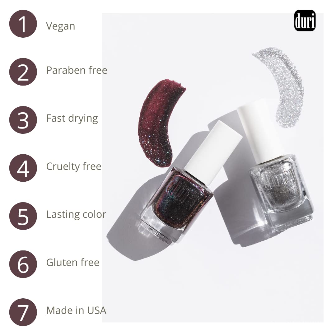 duri Nail Polish, 347 Amethyst, Violet Shimmer, Full Coverage, Glossy Metallic Finish, Quick Drying, Lasting, New Brus, 0.45 Fl Oz Cosmetics