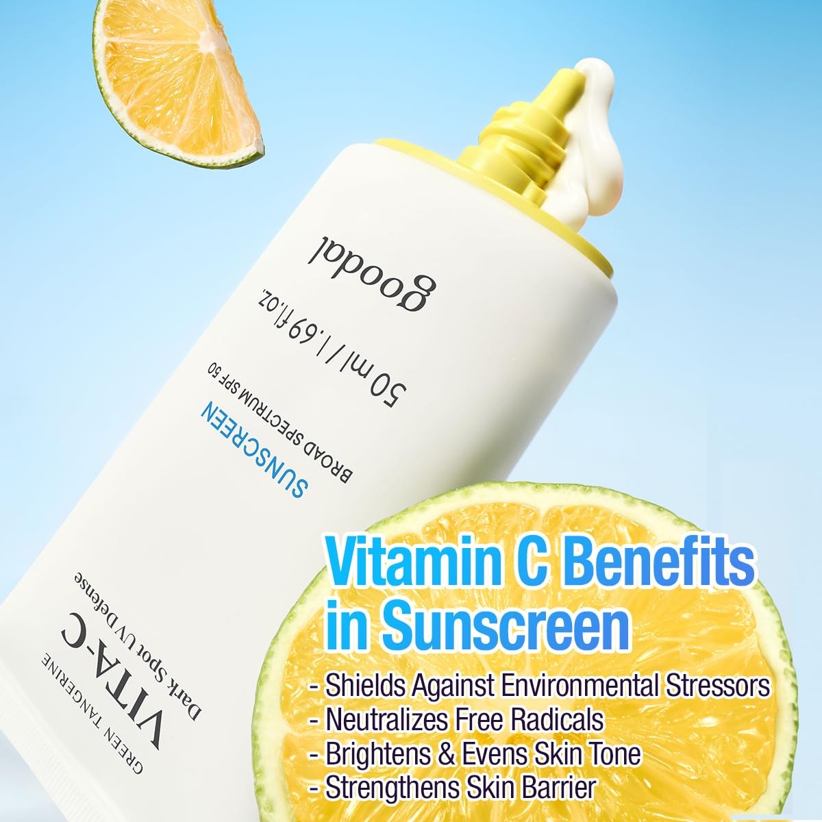 Goodal Green Tangerine Vita-C Dark Spot UV Defense Sunscreen SPF 50, Daily Skin Care Korean