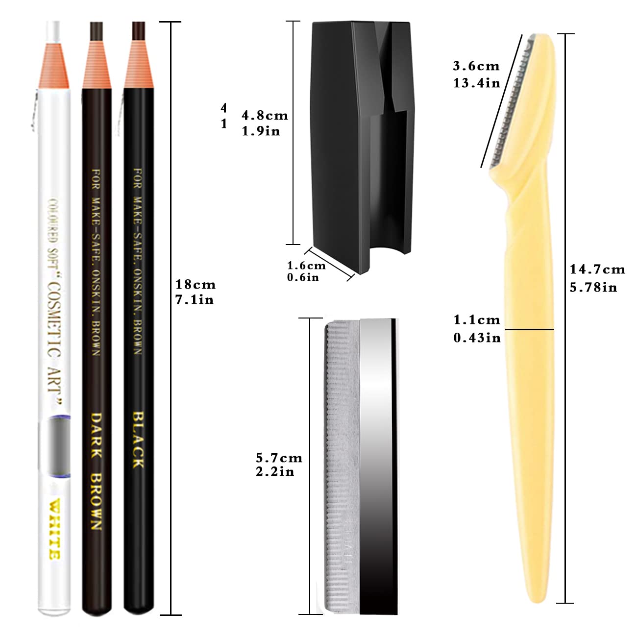 Waterproof Eyebrows Pencil Tattoo Makeup And Microblading Supplies Kit-Eye Brow Liners In 8 Eyebrow Pens 6 Eyebrow knives 1Eyebrow Pencil Shaper 10 Pencil Sharpeners