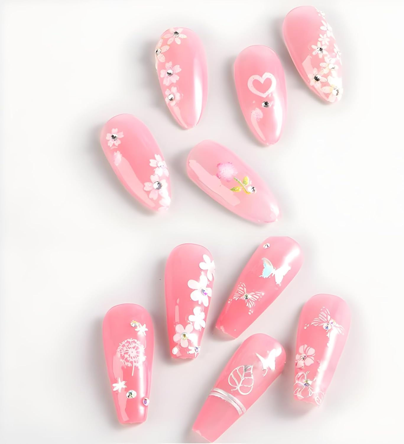 30 Sheets White Flower Nail Art Stickers - 3D Self Adhesive Daisy Decals for Spring Nail Art - Floral Supplies for Women and Girls