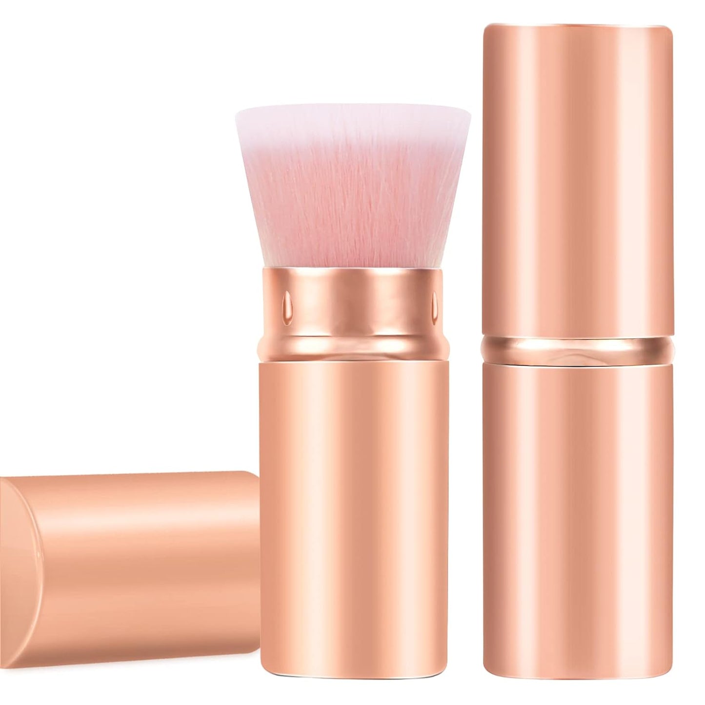 Falliny Retractable Makeup Brushes, Travel Kabuki Powder Foundation Brush, Portable Face Liquid Foundation Sunscreen Brush with Cover for Blending Liquid, Bronzer,Cream or Flawless Powder Cosmetics