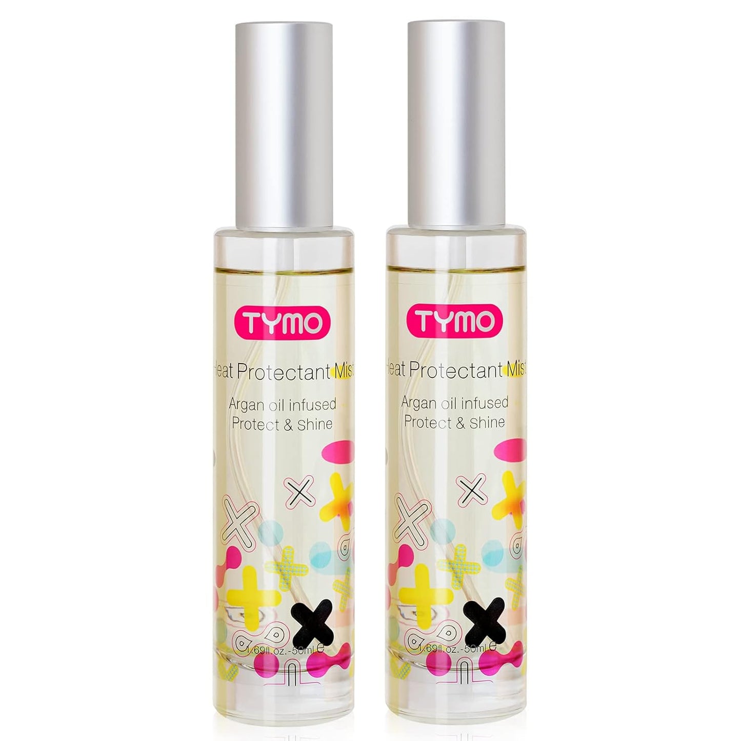 TYMO Heat Protectant for Hair with Argan Oil for Heated Styling Tools, Leave in Conditioner Spray to Smooth & Hydrate, Natural Pure Formulation, Multi-benefit Treatment, Lightweight Spray, Pack of 2