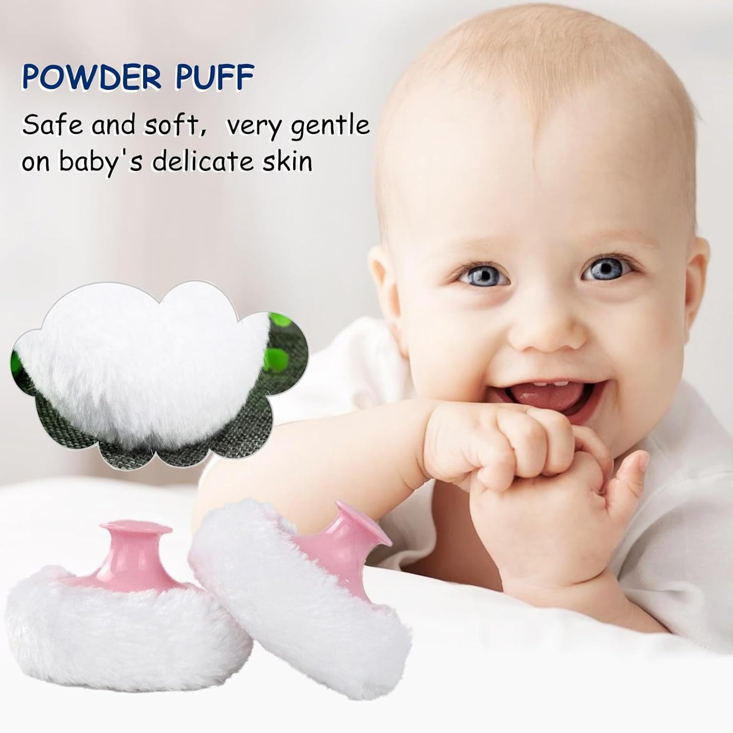 Body Powder Puff and Container for Dusting Powder, Women Powder Puff and Powder Case for Bath and Travel (Red Rose)