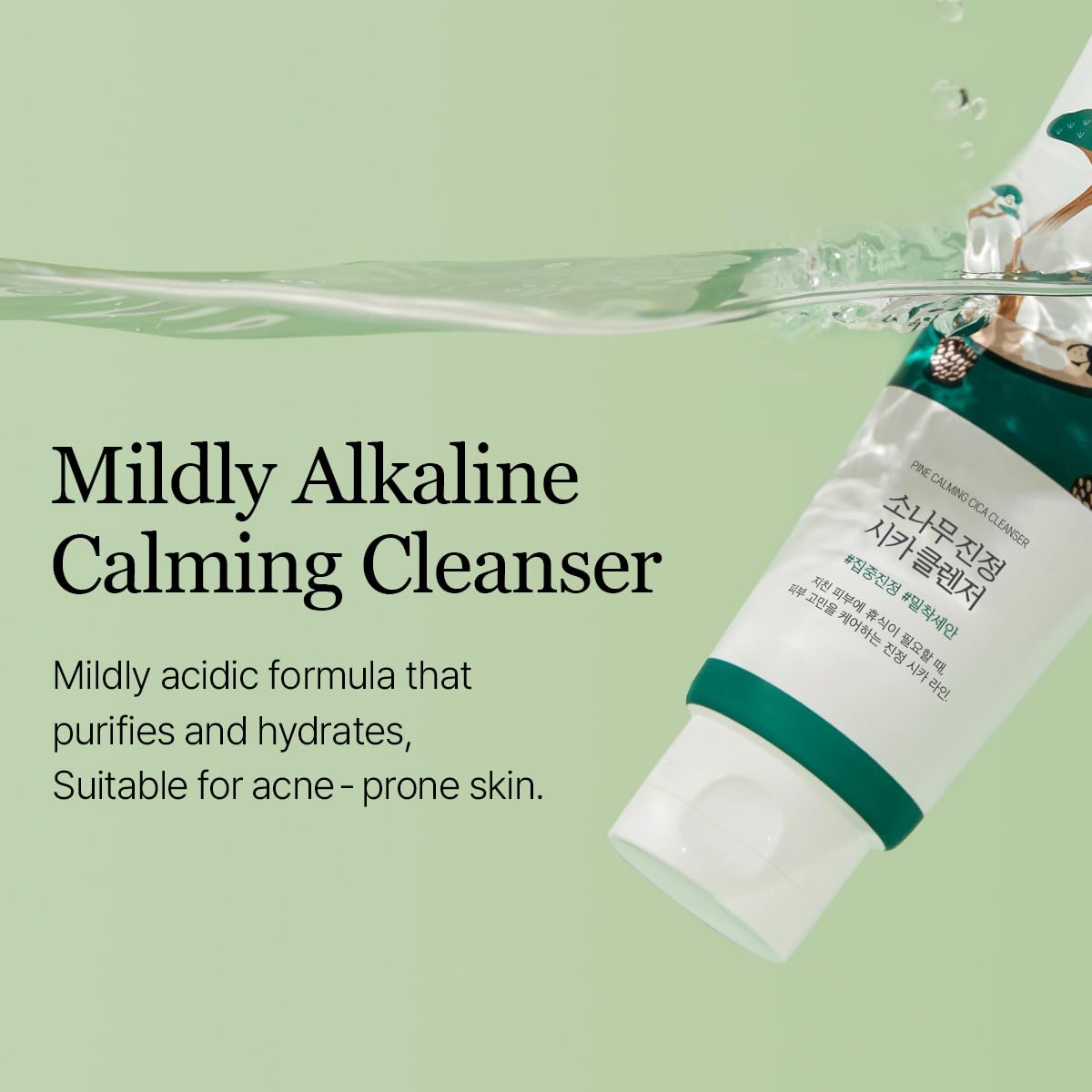 ROUND LAB Pine Calming Cica Cleanser 5.07 Fl Oz – Acne Face Wash with Salicylic Acid, BHA & LHA for