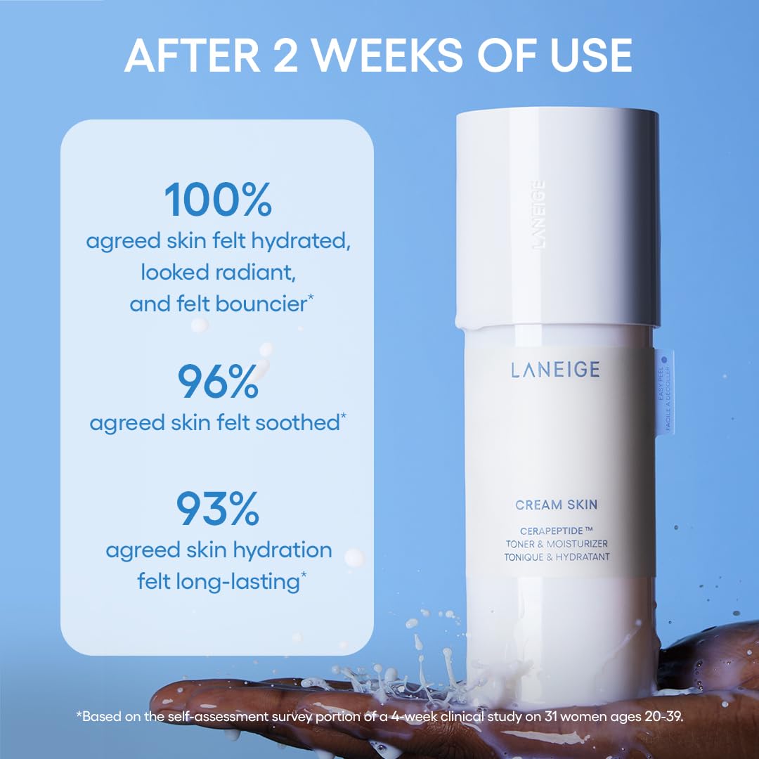 LANEIGE Cream Skin Toner & Moisturizer Mini Mist Spray: Lightweight Refillable Korean Milky Toner