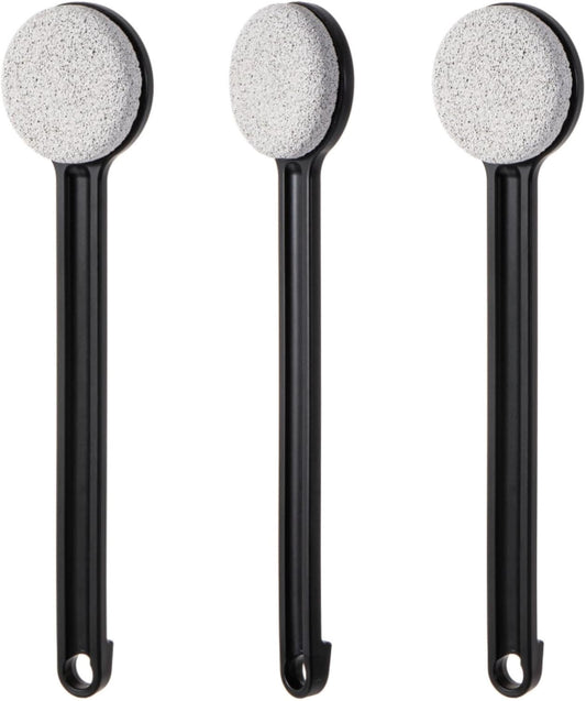 Pumice Stone for Feet with Long Handle 14", Hard Skin Callus Remover, Scrubber and Exfoliator for Dead Dry Skin, Softer & Smoother Feet, Pedicure Tool (Straight) Black