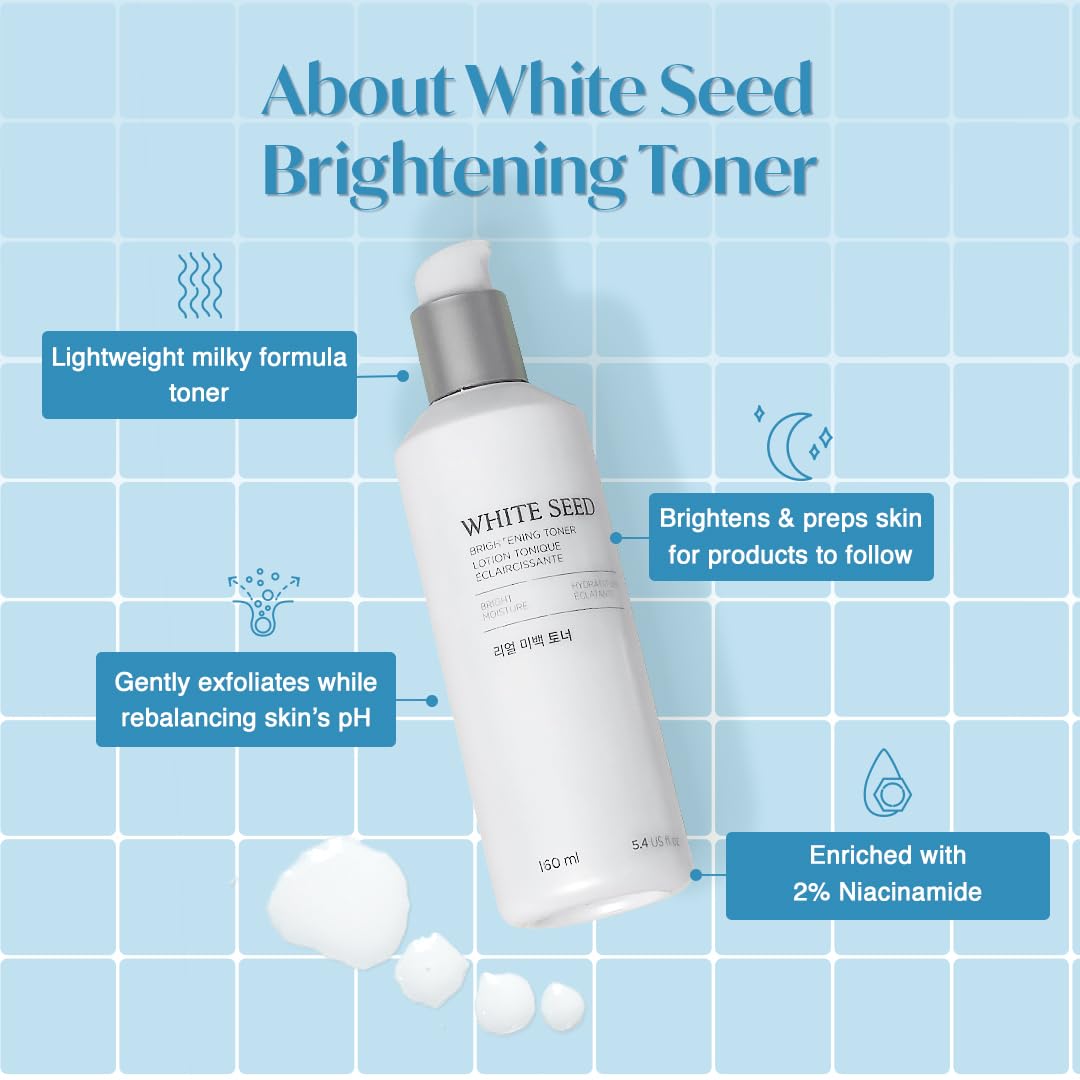 The Face Shop White Seed Brightening Toner with Lupin Seed, Daisy, Niacinamide, Moisturizing &