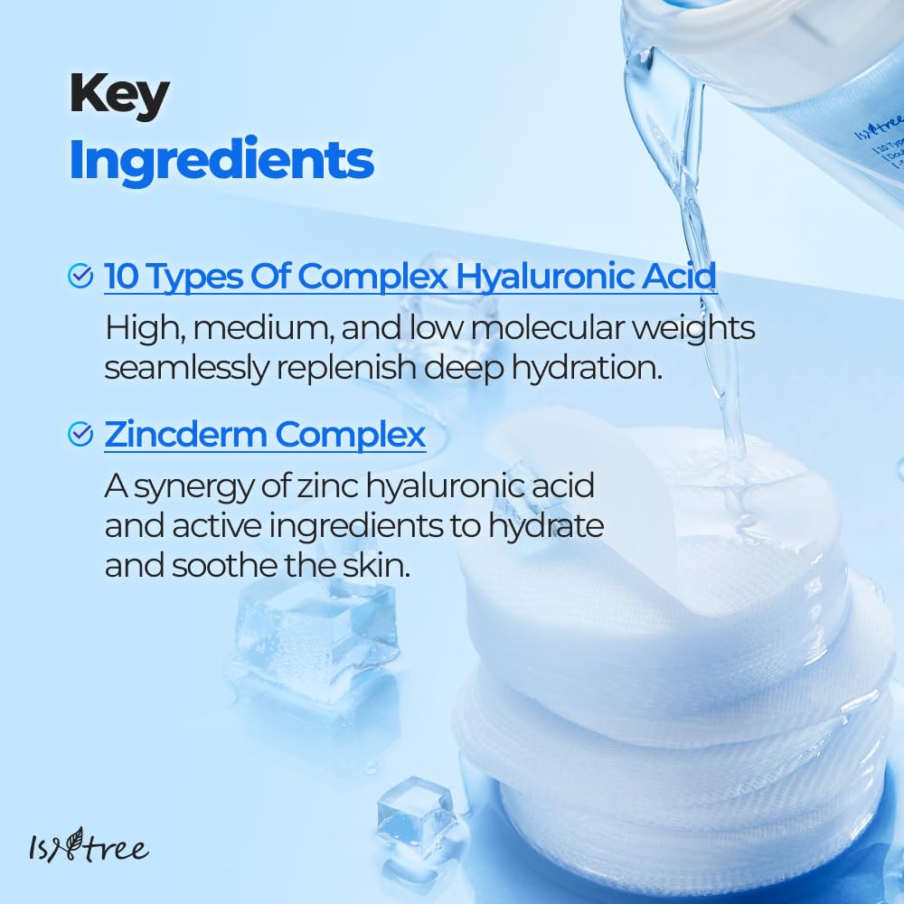 ISNTREE Ultra-Low Molecular Hyaluronic Acid Zinc Cooling Toner Pad (60 Pads)