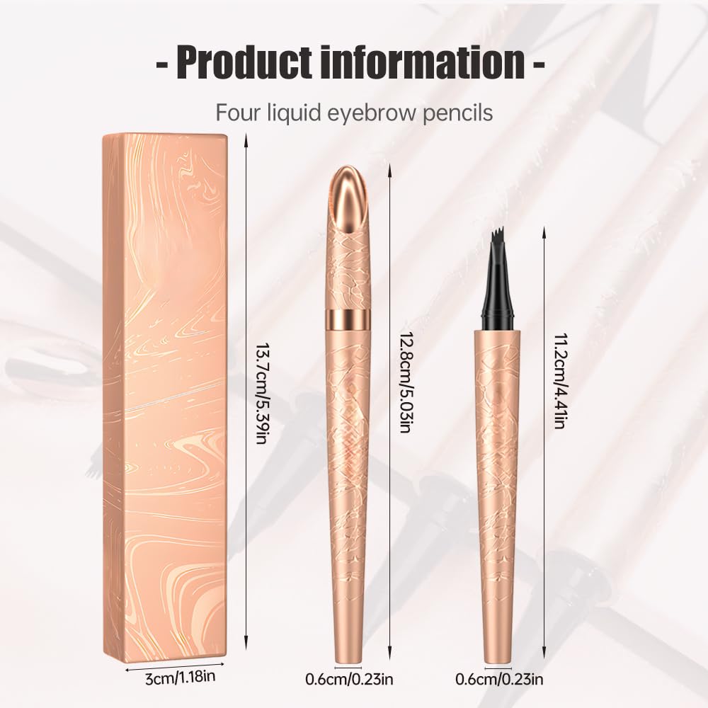 Microblading Eyebrow Pencil, 2025 New Waterproof Eyebrow Pencil, Premium Microblading Eyebrow Pen with 4 Tip, Long-Lasting Natural Magic Eyebrow Makeup Fine Stroke Eye Brow Pen for Women (Black)