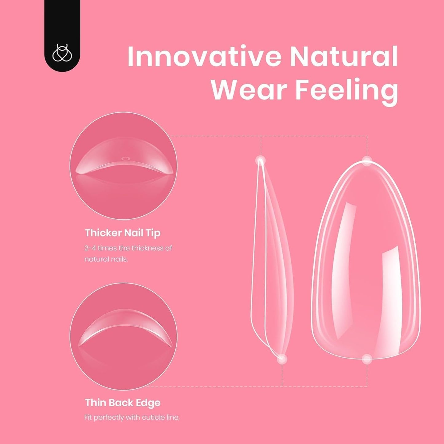 Beetles Gel Short Almond Nail Tips, 288Pcs Pre-Shape Clear Short Almond Gel Press On Nail Fake Nails Easy Nail Extension Full Cover False Nails for Gel Nail Polish Gelly Tips DIY Nail Salon