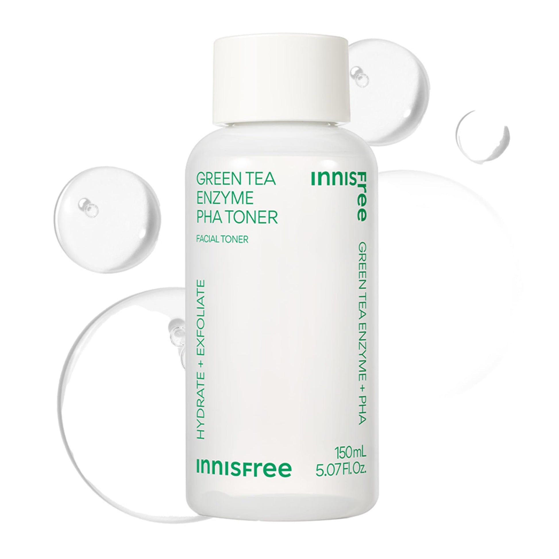 innisfree Green Tea Enzyme PHA Toner | Hydrating Korean Exfoliating Essence with Hyaluronic Acid