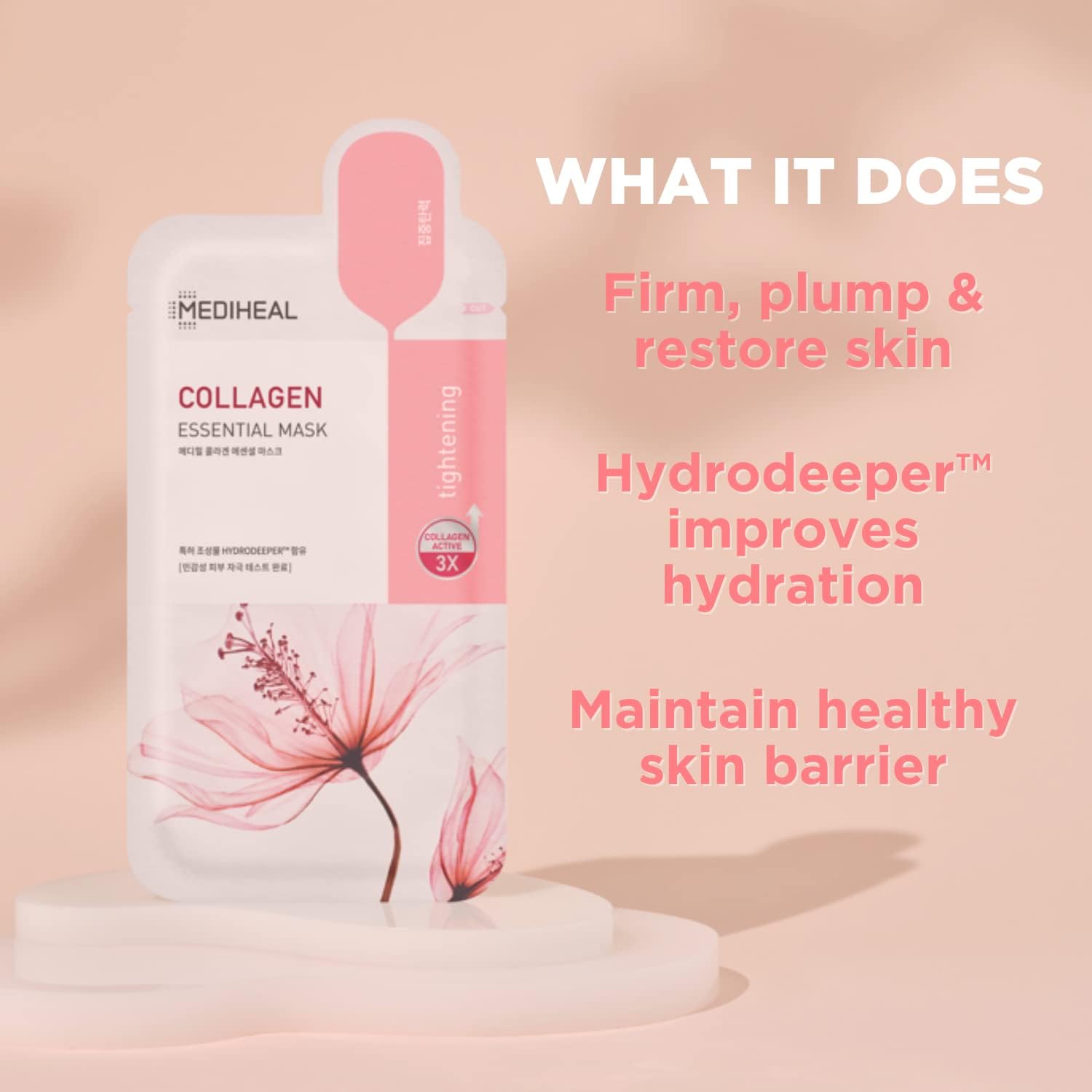 MEDIHEAL Official Best Korean Sheet Mask - Collagen Essential Face Mask 10 Sheets Lifting and