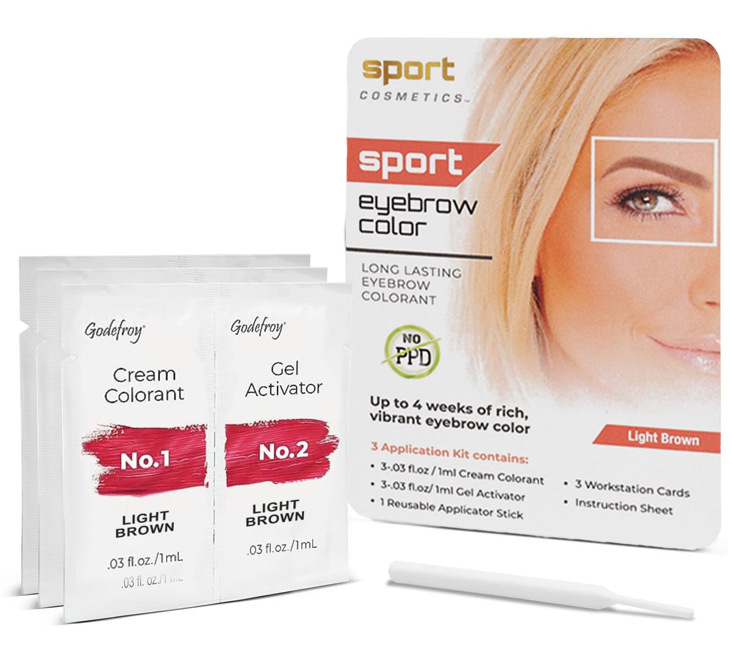 Eyebrow Color For Women, 3 Application Kit, Light Brown