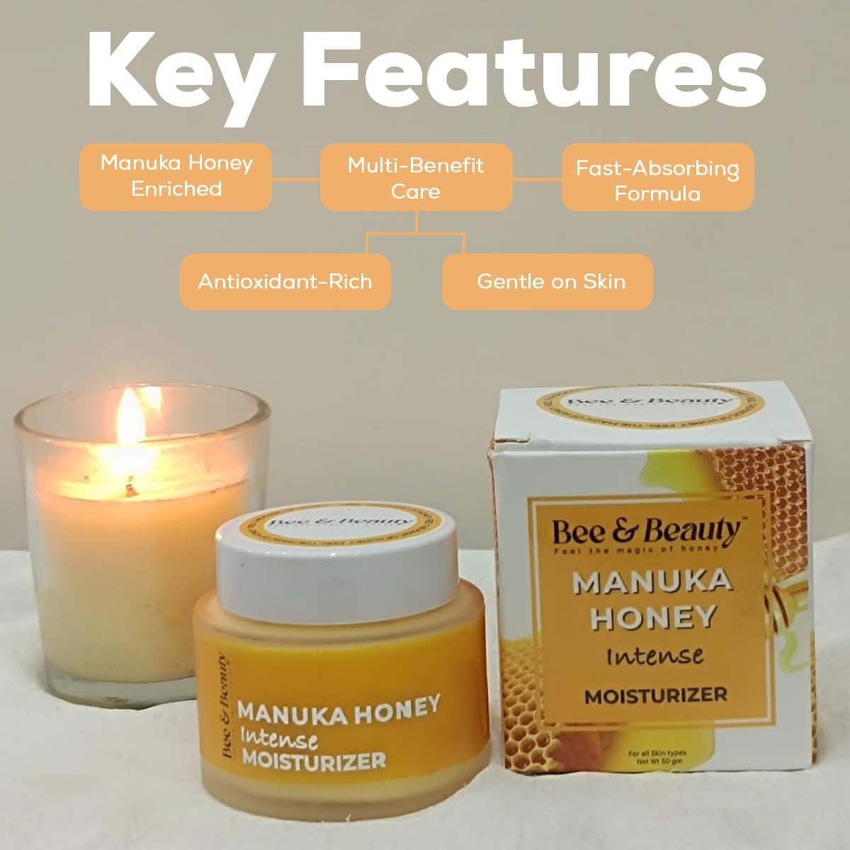 Bee & Beauty Face Moisturizer Cream For Deep Hydration And Skin Repair Natural Nourishing Face Cream With Antioxidants Dry, Oily, Sensitive And All Skin Types With Pure Manuka Honey